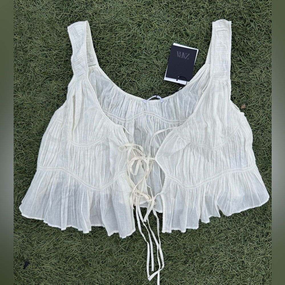 ✨Zara Pleated Tie Front Top
